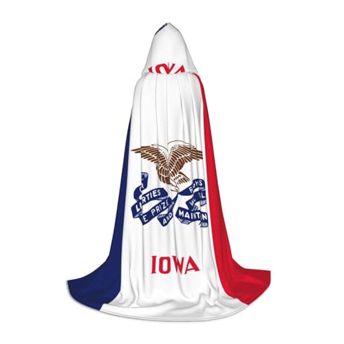 TTYDOKLA Iowa Umhang mit Kapuze, Motiv: Staatsflagge, Zauberer und Renaissance, Kostüm, Umhang mit Kapuze, für Rollenspiele und Partys von TTYDOKLA