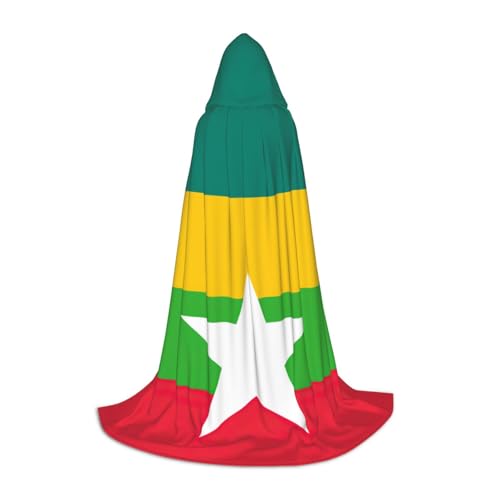 TTYDOKLA Kapuzenumhang mit Flagge von Myanmar, Zauberer und Renaissance, Kostüm mit Kapuze, für Rollenspiele und Partys von TTYDOKLA