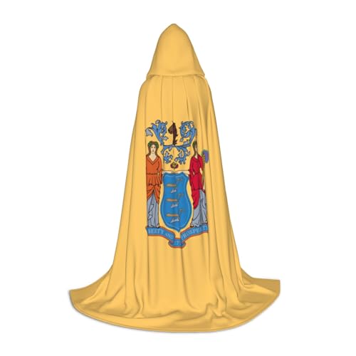 TTYDOKLA Kapuzenumhang mit Flagge von New Jersey, Zauberer- und Renaissance-Kostüm, Umhang mit Kapuze, für Rollenspiele und Partys von TTYDOKLA