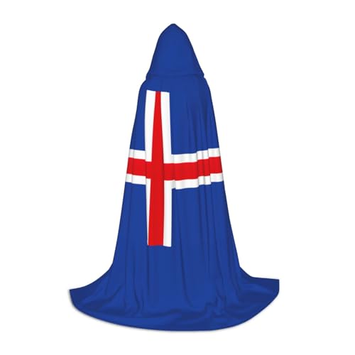 TTYDOKLA Kapuzenumhang mit Island-Flagge, Zauberer- und Renaissance-Kostüm, Umhang mit Kapuze, für Rollenspiele und Partys von TTYDOKLA