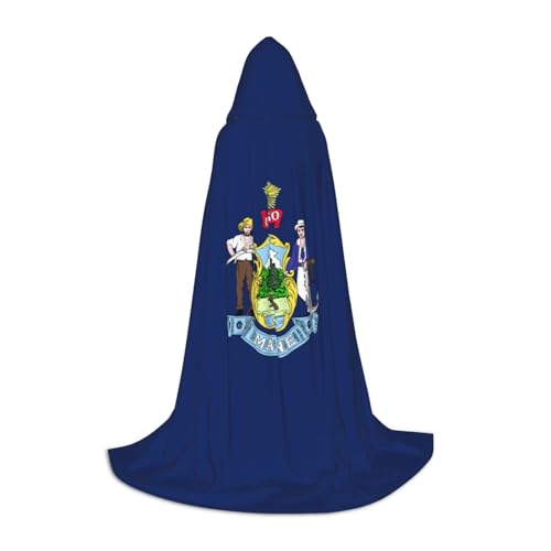 TTYDOKLA Kapuzenumhang mit Maine State Flagge, Zauberer und Renaissance, Kostüm, Umhang mit Kapuze, für Rollenspiele und Partys von TTYDOKLA