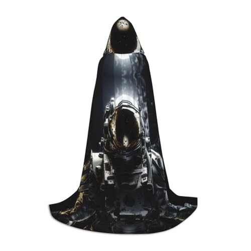 TTYDOKLA Kapuzenumhang mit Mond-Astronauten-Druck, Zauberer- und Renaissance-Kostüm, Umhang mit Kapuze, für Rollenspiele und Partys von TTYDOKLA
