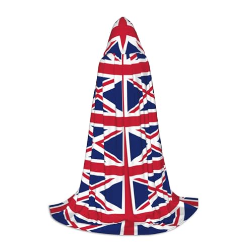 TTYDOKLA Kapuzenumhang mit britischer Flagge, Zauberer- und Renaissance-Kostüm, Umhang mit Kapuze, für Rollenspiele und Partys von TTYDOKLA