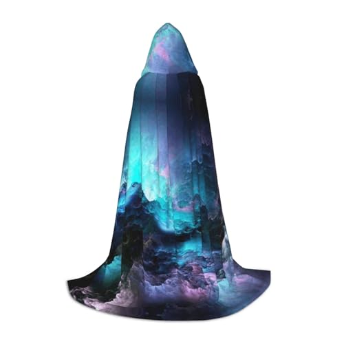 TTYDOKLA Umhang mit Kapuze und 3D-Grafik, Weltraumdruck, Zauberer- und Renaissance-Kostüm, Umhang mit Kapuze, für Rollenspiele und Partys von TTYDOKLA
