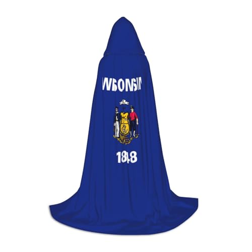 TTYDOKLA Wisconsin Umhang mit Staatsflagge, Zauberer- und Renaissance-Kostüm, Umhang mit Kapuze, für Rollenspiele und Partys von TTYDOKLA