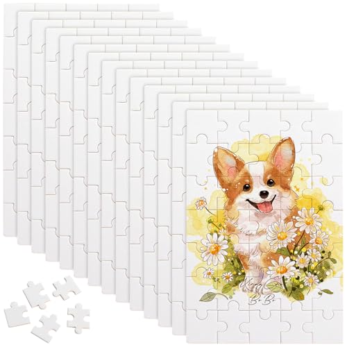 TTYSHIP® 14 Stück Blanko Puzzle, 15x10cm Blanko Puzzle zum Bemalen für Kinder zum Malen von Motiven und zum Spielen Kindergeburtstag (35 Teile) von TTYSHIP