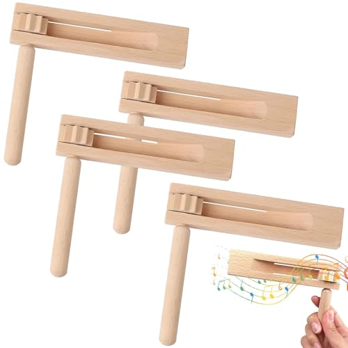 TTYSHIP® 4 Stück Holzratsche, Holzratsche Geräusche Maker, Holz Spinning Ratsche für Spiele Parteien Veranstaltungen, Sportveranstaltungen von TTYSHIP
