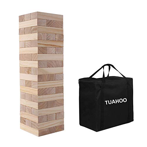 TUAHOO Riesenwackelturm Spiel Holz Stapelturm Builds Von 0.6m - 1,5m Groß Tumble Tower Spiele Jumbo Toppling Blocks Spielzeug Für Kinder Erwachsene & Familie von TUAHOO