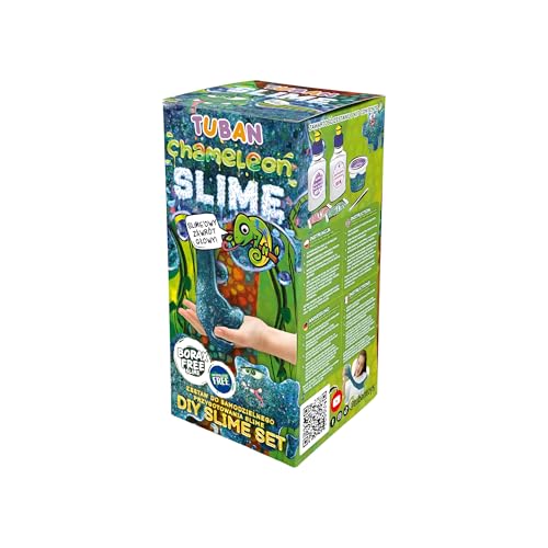 TUBAN DIY Tuban Slime Set – Kleber – Aktivator – Neon-Glitzer – Behälter – Rührstab – Spielzeug für Kinder Chamäleon von TUBAN