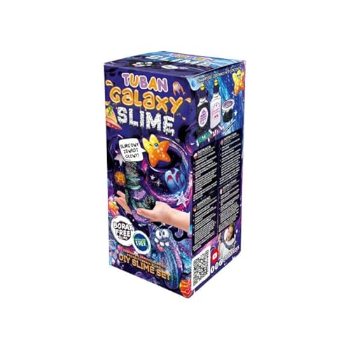 TUBAN DIY Tuban Slime Set – Kleber – Aktivator – Neon-Glitzer – Behälter – Rührstab – Spielzeug für Kinder Galaxy von TUBAN