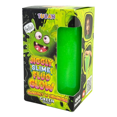 TUBAN Jiggly Fluo Glow 430 g – Leuchtender Slime Für Dehnen Kneten Und Blasen – Nicht Klebend – Sensorisches Spiel – Für Kinder Ab 6 Jahren - Grün von TUBAN
