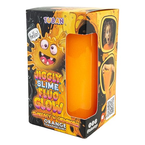 TUBAN Jiggly Fluo Glow 430 g – Leuchtender Slime Für Dehnen Kneten Und Blasen – Nicht Klebend – Sensorisches Spiel – Für Kinder Ab 6 Jahren - Orange von TUBAN