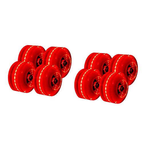 TUDUZ Luminous up Quad Ice Skate Wheels mit verbauten Bankrolllagern sind 8-PC Ultraleicht (Red, One Size) von TUDUZ