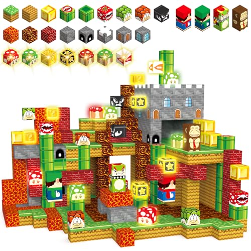 Magnetische Bausteine 200 Stück, Baue Magnetische Blöcke Spiel Abenteuer Welt Magnetspielzeug, Magnetspiele, Magnetbausteine Spielzeug Geschenk für Kinder Mädchen Junge ab 3 4 5 6 7 9 10-12 Jahre von TUKIIE