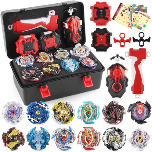 TuKIIE Kinder Spielzeug Kreisel Battle Set, Kampfkreisel Set für Kinder 12 Burst Kreisel 3 Launchers Arena Combat Game, Geschenk für Jungen Mädchen ab 6 7 8 9 10-12 Jahre von TUKIIE