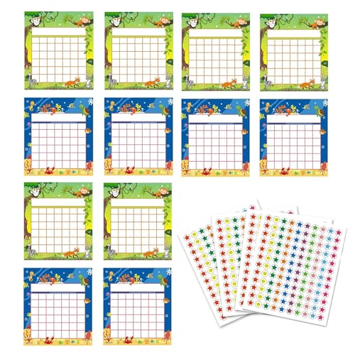 TUKNN Belohnungstafel, Star Chart, Personalisierte Belohnungstafel für Kinder, Belohnungstafel Kinder, Aufgabentafel für Kinder Belohnungssystem, mit 480 Sternstickern, 12 Stück TUKNN Belohnungstafel, Star Chart, Personalisierte Belohnungstafel für Kinder, Belohnungstafel Kinder, Aufgabentafel für Kinder Belohnungssystem, mit 480 Sternstickern, 12 Stück von TUKNN