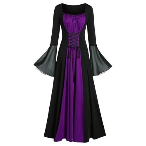 TULDYS Halloween Mittelalter Renaissance Vampir Kleid für Damen Vintage Cosplay Piraten Wikinger Kostüm Hexe Karneval Dress Up Party-Lila-XL TULDYS Halloween Mittelalter Renaissance Vampir Kleid für Damen Vintage Cosplay Piraten Wikinger Kostüm Hexe Karneval Dress Up Party-Lila-XL von TULDYS