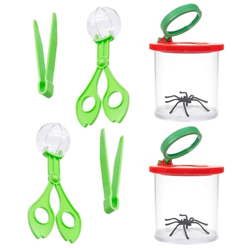 TULEBOLIAN Insektenbeobachtungskit, Becherlupe, 6 Stück, Lupendose, 2 Stück, Insektenfänger Scherenzange, 2 Pinzette, Insekten Beobachtungsbox, für Kinder, unisex, Beobachtungsgabe, Entomologie von TULEBOLIAN