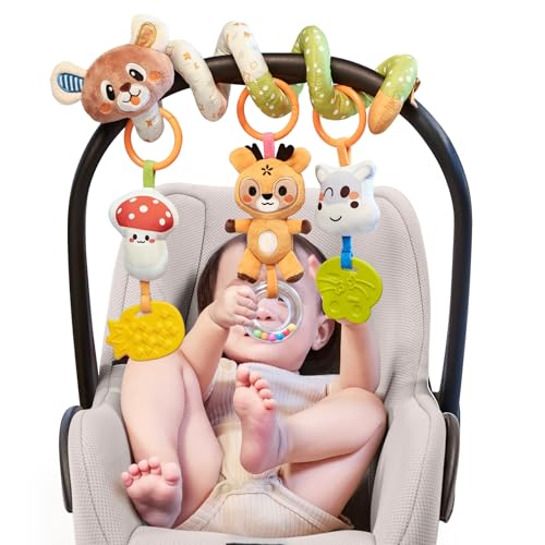 TUMAMA Kinderwagen Spielzeug Baby Activity Spirale Spielzeug, Hängendes Spiral Plüsch Spielzeug für Kinderbett Autositz Babyschale, Neugeborene Geschenk für Baby 0 3 6 12 Monate von TUMAMA
