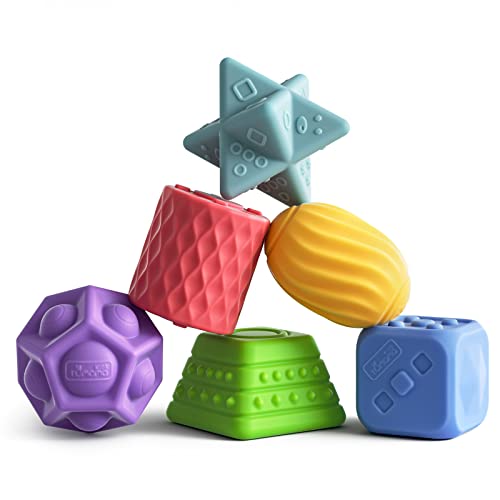 Babyspielzeug 0-6 Monate Sensorische Bälle Blöcke Stapeln,6pcs pädagogisches weiches Quetschspielzeug, Zahnungs Kauspielzeug Baby Badespielzeug Kleinkinder motorische Fähigkeiten 0-3 Jahre von TUMAMA KIDS