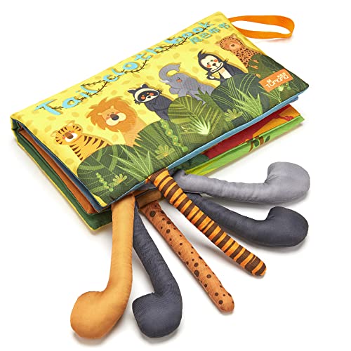 TUMAMA Kids Babybuch, Stoffbücher, sensorisches Buchspielzeug, weiche 3D-Dschungelschwänze, Quietsch Crinkle-Sound Badebuch, frühes Lernen, 0 3 6 9 12 18 Monate von TUMAMA