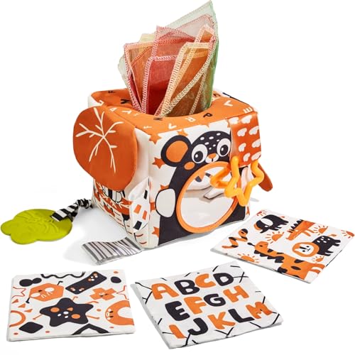 TUMAMA KIDS Montessori-Baby-Taschentuchbox mit kontrastreichen Designs, bunten Bändern und Knisterpapier von TUMAMA KIDS