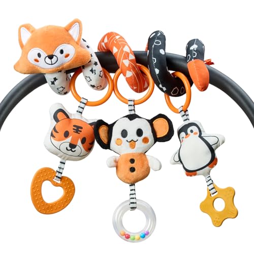TUMAMA Kontrast Schwarz Weiss Baby Kinderwagen Spirale Spielzeug ab 0 3 6 9 Monate, Fuchs Activity Spirale Babyspielzeug für Autositz, Plüschtier Auto Hängespielzeug Baby Rücksitz Mit Rasseln Beißring TUMAMA Kontrast Schwarz Weiss Baby Kinderwagen Spirale Spielzeug ab 0 3 6 9 Monate, Fuchs Activity Spirale Babyspielzeug für Autositz, Plüschtier Auto Hängespielzeug Baby Rücksitz Mit Rasseln Beißring von TUMAMA KIDS