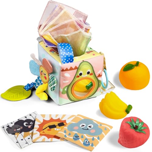 Babyspielzeug Tissue Box Montessori Spielzeug 3 6 9 Monate Spielzeug Baby, Silikon Greifspielzeug, Stofftücher kontrastierenden Farben Lernen sensorische Spielzeug für Babys Jungen Mädchen Geschenke Babyspielzeug Tissue Box Montessori Spielzeug 3 6 9 Monate Spielzeug Baby, Silikon Greifspielzeug, Stofftücher kontrastierenden Farben Lernen sensorische Spielzeug für Babys Jungen Mädchen Geschenke von TUMAMA