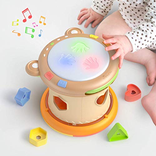 TUMAMA Baby Musik Spielzeug,Baby Trommel mit Licht und Sound,Musikwürfel Spielzeug Musikinstrumente für Kinder,Elektronische Sensoris Spielzeug Geschenk für Babies von TUMAMA