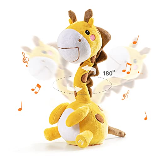 TUMAMA Baby Plüschtier Sprechende tanzende Giraffe Spielzeug Geschenke für Jungen Mädchen,Kinder Plüsch Dinosaurier Baby Musikalisches Spielzeug von TUMAMA KIDS
