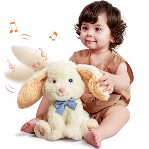 TUMAMA KIDS Elektrischer Plüsch Hase mit Sing- und Sprach Funktion, Interaktive Elektronische Haustiere Plüschhasenspielzeug Wackelnde Ohren und Körper, Osterplüschhase von TUMAMA KIDS