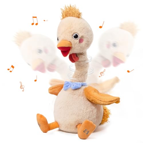 TUMAMA Sprechendes Spielzeug Küken, Kinderspielzeug mit beweglichem Hals und Flügeln, Kinder Plüschküken, singendes und tanzendes Küken, Geburtstagsgeschenk für Jungen und Mädchen 3 4 5 6 7 Jahre von TUMAMA