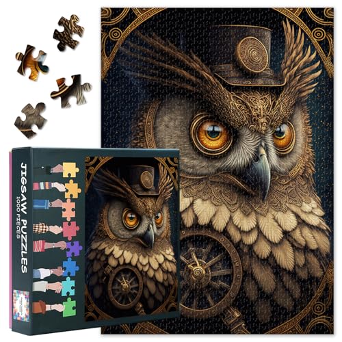1000 Teile Puzzles für Erwachsene, Eulen-Puzzle, Tier-Puzzles 1000 Teile für Familie, lustiges Puzzle für Erwachsene – Fertige Größe ist 27,5 x 19,7 Zoll von TUMOVO