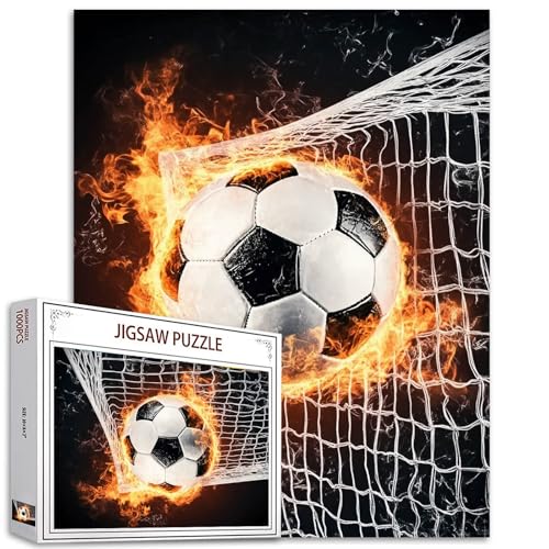 1000-teiliges Puzzle für Erwachsene, Ballsport, Malerei, Puzzle, Feuer, Fußball, 1000 Teile, Puzzle, Spielen, Fußball, DIY, Basteln, magische Puzzle, Kunst, Schlafzimmerdekoration (bunt) von TUMOVO