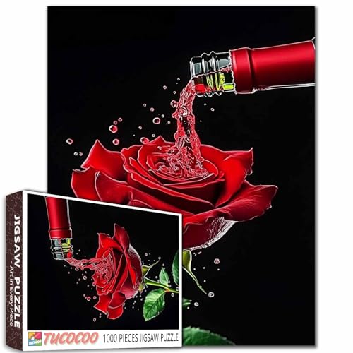1000-teiliges Puzzle für Erwachsene, Rotwein, Spritzen, Malerei, Puzzle, romantische Rosen-Puzzles für anspruchsvolle Familienaktivitäten, Spiel, rote Blumen/Wildtierkunst, DIY-Puzzle, Wanddekoration 1000-teiliges Puzzle für Erwachsene, Rotwein, Spritzen, Malerei, Puzzle, romantische Rosen-Puzzles für anspruchsvolle Familienaktivitäten, Spiel, rote Blumen/Wildtierkunst, DIY-Puzzle, Wanddekoration von TUMOVO