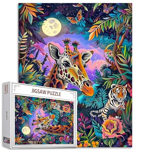 1000-teiliges Puzzle für Erwachsene, Tier-Giraffen-Malerei, Puzzle, tropischer Garten, Blumen, Puzzles für anspruchsvolle Familienaktivitäten, Spiel, Tierwelt, Tiger, Kunst, DIY-Puzzle, 1000-teiliges Puzzle für Erwachsene, Tier-Giraffen-Malerei, Puzzle, tropischer Garten, Blumen, Puzzles für anspruchsvolle Familienaktivitäten, Spiel, Tierwelt, Tiger, Kunst, DIY-Puzzle, von TUMOVO