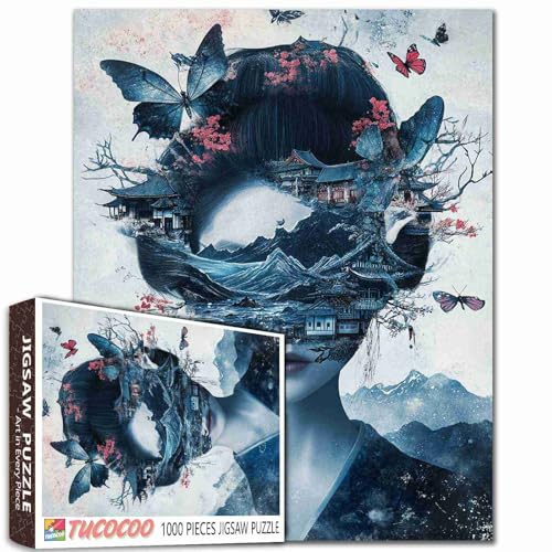 Abstraktes japanisches Mädchen, 1000-teiliges Puzzle für Erwachsene und Frauen, die Kimono-Malerei, Puzzle, 1000 Teile, Chureito-Pagode, Bastelarbeiten, Schmetterlingspuzzle, Kunst, Schlafzimmer Abstraktes japanisches Mädchen, 1000-teiliges Puzzle für Erwachsene und Frauen, die Kimono-Malerei, Puzzle, 1000 Teile, Chureito-Pagode, Bastelarbeiten, Schmetterlingspuzzle, Kunst, Schlafzimmer von TUMOVO