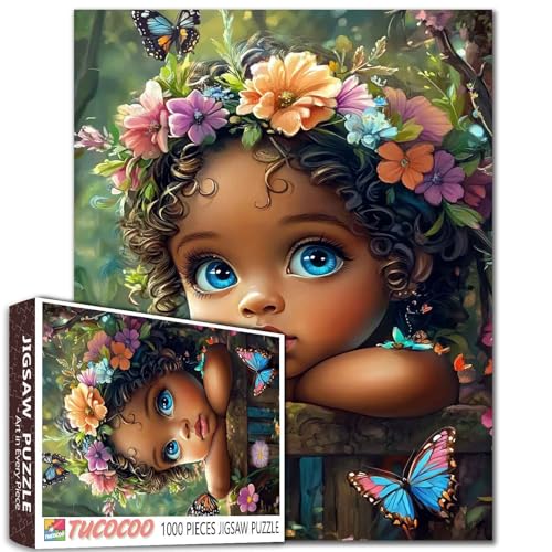 Afrika, kleines Mädchen, 1000-teiliges Puzzle für Erwachsene, Afro, schwarzes Mädchen, Malpuzzle, Schmetterling, Tropcialwald, 1000 Teile, Puzzle-Spiel, Heimdekoration, Bastelpuzzle, Kunstgeschenk Afrika, kleines Mädchen, 1000-teiliges Puzzle für Erwachsene, Afro, schwarzes Mädchen, Malpuzzle, Schmetterling, Tropcialwald, 1000 Teile, Puzzle-Spiel, Heimdekoration, Bastelpuzzle, Kunstgeschenk von TUMOVO