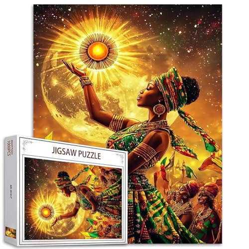 Afrika, schwarze Frau, 1000-teiliges Puzzle für Erwachsene, Afro-Mädchen, Malpuzzle, afrikanische Königin, 1000 Teile, Puzzle-Spiel, Gloden, Vollmond-Wanddekoration, Bastelpuzzle, Kunstgeschenk (bunt) Afrika, schwarze Frau, 1000-teiliges Puzzle für Erwachsene, Afro-Mädchen, Malpuzzle, afrikanische Königin, 1000 Teile, Puzzle-Spiel, Gloden, Vollmond-Wanddekoration, Bastelpuzzle, Kunstgeschenk (bunt) von TUMOVO