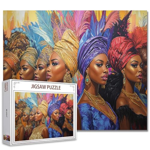 Afrika Schwarzes Mädchen 1000 Teile Puzzle für Erwachsene Afro Amerika Frau Malerei Puzzle Mode Frau trägt Feder Headwrap 1000 Teile Puzzles Spiel Safar Wand Dekor DIY Handwerk Puzzle Kunst Afrika Schwarzes Mädchen 1000 Teile Puzzle für Erwachsene Afro Amerika Frau Malerei Puzzle Mode Frau trägt Feder Headwrap 1000 Teile Puzzles Spiel Safar Wand Dekor DIY Handwerk Puzzle Kunst von TUMOVO