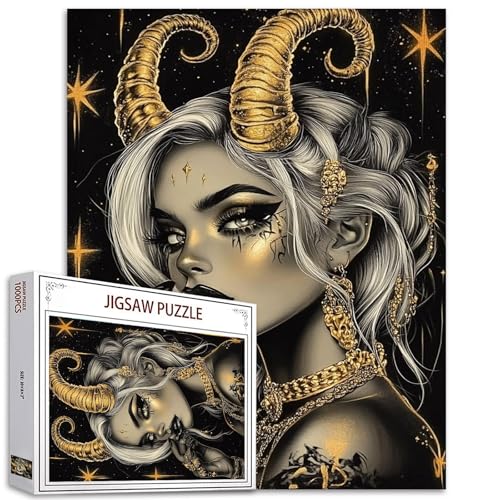 TUMOVO Cooles Mädchen, 1000-teiliges Puzzle für Erwachsene, Afrikanische Königin mit Gold, Schmuckmalerei, 50 x 70 cm, Karton, Jigsaw, Klassisch, 1000 Teile, Ab 14 Jahren TUMOVO Cooles Mädchen, 1000-teiliges Puzzle für Erwachsene, Afrikanische Königin mit Gold, Schmuckmalerei, 50 x 70 cm, Karton, Jigsaw, Klassisch, 1000 Teile, Ab 14 Jahren von TUMOVO