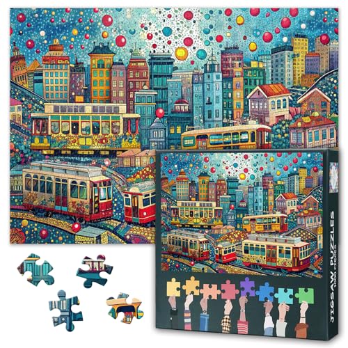 Doodle Tram Puzzles für Erwachsene, 1000 Teile, herausfordernde Stadtlandschaft, Puzzles, schwierige Naturlandschaft, Puzzles für Erwachsene, Haus-Puzzle 50,8 x 68,9 cm Doodle Tram Puzzles für Erwachsene, 1000 Teile, herausfordernde Stadtlandschaft, Puzzles, schwierige Naturlandschaft, Puzzles für Erwachsene, Haus-Puzzle 50,8 x 68,9 cm von TUMOVO