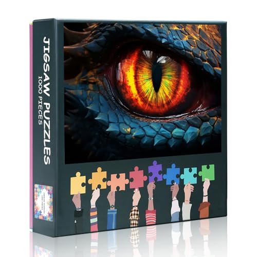 Dragon Eye Puzzle mit 1000 Teilen, aufwendige mythische Puzzles für Erwachsene, 1000 Teile, komplexes Design für erwachsene Puzzle-Enthusiasten, buntes Kunstwerk-Puzzle (69,8 x 50 cm) von TUMOVO