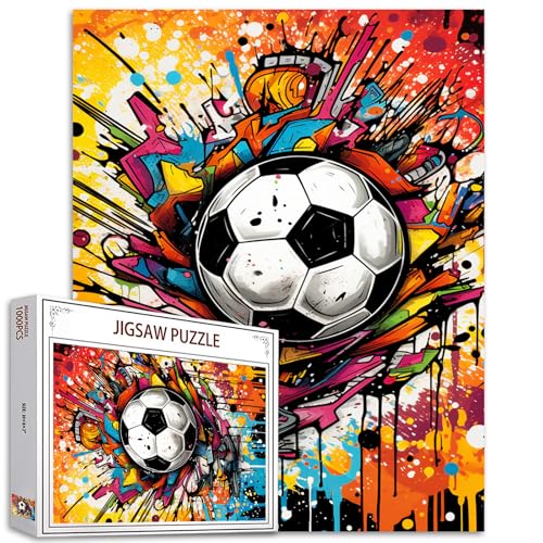 Fußball-Puzzle für Erwachsene, 1000 Teile, Graffitic, Fußballmalerei, Ball, Sport, Schwarz-Weißer Ball, DIY, Basteln, Magisches Puzzle, Kunst, Schlafzimmer, Dekoration Fußball-Puzzle für Erwachsene, 1000 Teile, Graffitic, Fußballmalerei, Ball, Sport, Schwarz-Weißer Ball, DIY, Basteln, Magisches Puzzle, Kunst, Schlafzimmer, Dekoration von TUMOVO