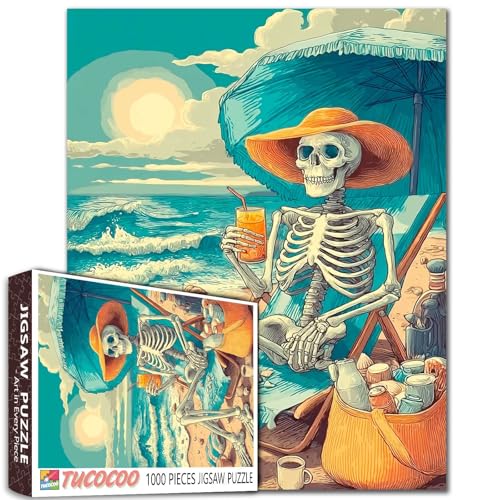 Halloween-Festival, 1000-teiliges Puzzle für Erwachsene, Skelett im Beruf, Malpuzzle, Totenkopf-Mann, 1000 Teile, Puzzle-Spiel, Meereslandschaft bei Sonnenuntergang, Wanddekoration, Bastelpuzzle Halloween-Festival, 1000-teiliges Puzzle für Erwachsene, Skelett im Beruf, Malpuzzle, Totenkopf-Mann, 1000 Teile, Puzzle-Spiel, Meereslandschaft bei Sonnenuntergang, Wanddekoration, Bastelpuzzle von TUMOVO