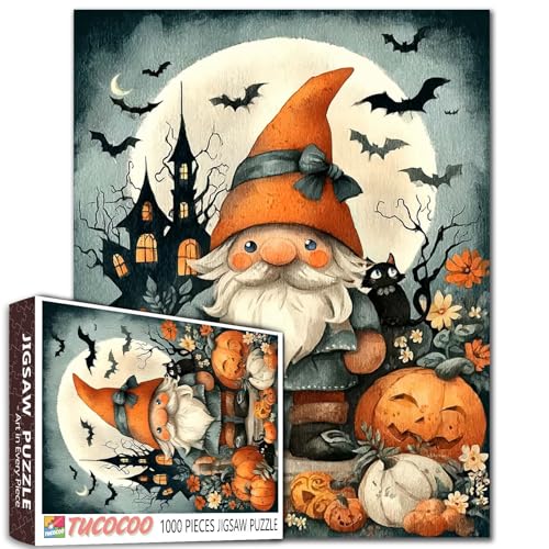 Happy Halloween 1000 Teile Puzzle für Erwachsene, Zwerg mit Kürbissen, Gemälde, Puzzle, verlassenes Schloss, 1000 Teile, Puzzle-Spiel, Heim-Wanddekoration, DIY, Handwerk, Vollmond-Puzzle Happy Halloween 1000 Teile Puzzle für Erwachsene, Zwerg mit Kürbissen, Gemälde, Puzzle, verlassenes Schloss, 1000 Teile, Puzzle-Spiel, Heim-Wanddekoration, DIY, Handwerk, Vollmond-Puzzle von TUMOVO