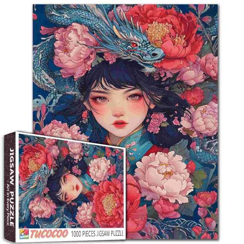 Japanische Landschaft, 1000-teiliges Puzzle für Erwachsene, cooles Mädchen, Blüten, Blumen, Malerei, Puzzle, 1000 Teile, Puzzle, Frau und Drache, DIY, Basteln, magisches Puzzle, Kunst, Schlafzimmer Japanische Landschaft, 1000-teiliges Puzzle für Erwachsene, cooles Mädchen, Blüten, Blumen, Malerei, Puzzle, 1000 Teile, Puzzle, Frau und Drache, DIY, Basteln, magisches Puzzle, Kunst, Schlafzimmer von TUMOVO