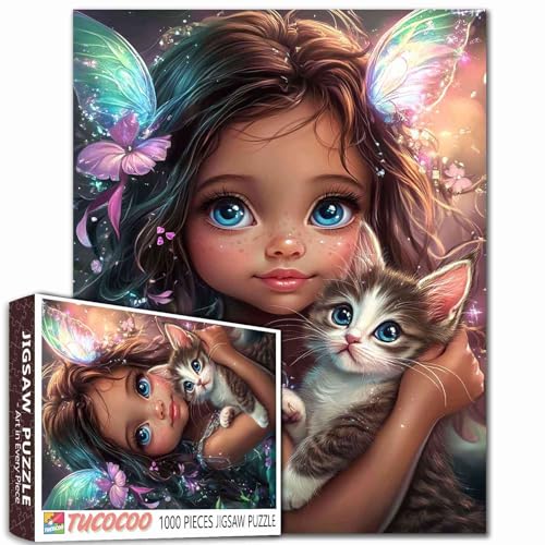 Little Fairy Girl Puzzle für Erwachsene, 1000 Teile, Afrika, schwarzes Mädchen, Malpuzzle, Tier, Katze, 1000 Teile, Puzzle-Spiel, Heim-Wanddekoration, Afro-Frauen, DIY-Bastelpuzzle, Kunstgeschenk Little Fairy Girl Puzzle für Erwachsene, 1000 Teile, Afrika, schwarzes Mädchen, Malpuzzle, Tier, Katze, 1000 Teile, Puzzle-Spiel, Heim-Wanddekoration, Afro-Frauen, DIY-Bastelpuzzle, Kunstgeschenk von TUMOVO