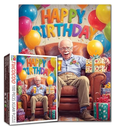 Puzzle "Happy Birthday for Grandpa", 1000 Teile für Erwachsene, Glück, alter Mann, Puzzle, Geburtstagsparty, 1000 Teile, 50,8 x 68,9 cm, DIY-Puzzle, Kunst, Heimdekoration, Familien-Herausforderungen Puzzle "Happy Birthday for Grandpa", 1000 Teile für Erwachsene, Glück, alter Mann, Puzzle, Geburtstagsparty, 1000 Teile, 50,8 x 68,9 cm, DIY-Puzzle, Kunst, Heimdekoration, Familien-Herausforderungen von TUMOVO