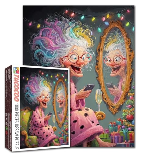 Puzzle mit Aufschrift "Happy Grandma", 1000 Teile für Erwachsene, alte Dame, die mit dem Telefon spielt, Puzzle, Weihnachtsbaum, 1000 Teile, 50,8 x 68,9 cm, DIY-Puzzle, Kunst, Heimdekoration Puzzle mit Aufschrift "Happy Grandma", 1000 Teile für Erwachsene, alte Dame, die mit dem Telefon spielt, Puzzle, Weihnachtsbaum, 1000 Teile, 50,8 x 68,9 cm, DIY-Puzzle, Kunst, Heimdekoration von TUMOVO